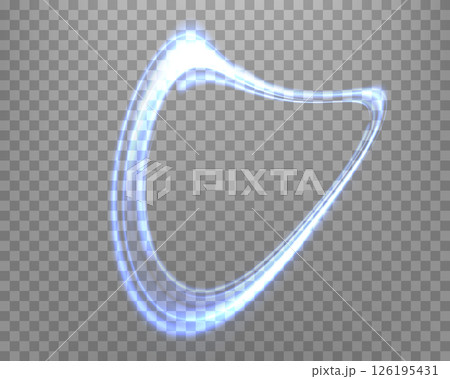 Blue magic ring with glowing. Neon realistic energy flare halo ring. Abstract light effect on a transparent background. Vector illustration. 126195431