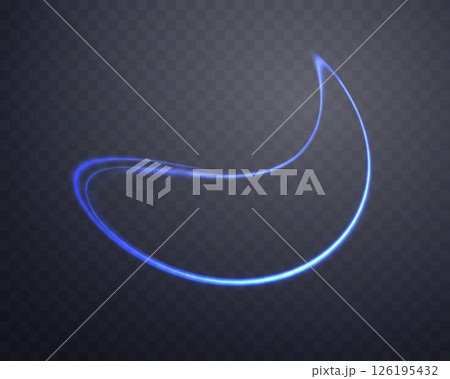 Blue magic ring with glowing. Neon realistic energy flare halo ring. Abstract light effect on a dark transparent background. Vector illustration. 126195432