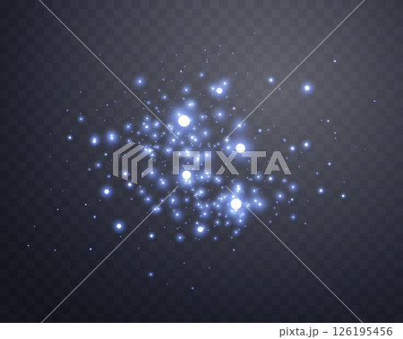 Blue magic sparks and dust stars. Blue glow flare light effect. Christmas light effect. Vector particles on transparent background. Blue magic sparks and dust stars. Blue glow flare light effect. Christmas light effect. Vector particles on transparent background. 126195456