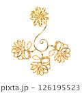 Gold curl, ribbons in vibrant collection. Hand-painted in watercolor with gold paint accents. Isolate element is presented for decorating, designing textile, wallpaper, prints, packaging 126195523