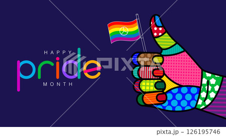 Pride Month , LGBTQ , banner Gay Pride Month, rainbow color, poster Flat design ,hand, together Pride Month , LGBTQ , banner Gay Pride Month, rainbow color, poster Flat design ,hand, together 126195746