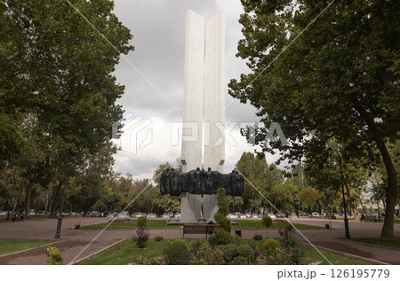 Stella of Friendship of Nation, one of monument in bishkek. This monument from the Soviet period was to commemorate the Soviet friendship of the Russians 126195779