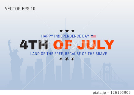 4th of July Independence Day Design with Statue of Liberty and Five Stars on Light Background 4th of July Independence Day Design with Statue of Liberty and Five Stars on Light Background 126195903