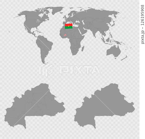 Burkina Faso Map Set with World Location. 126195908