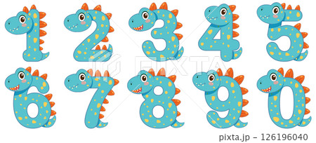 Dinosaur-Themed Number Illustration for Kids 126196040