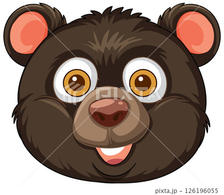 Cheerful Bear Face Illustration 126196055