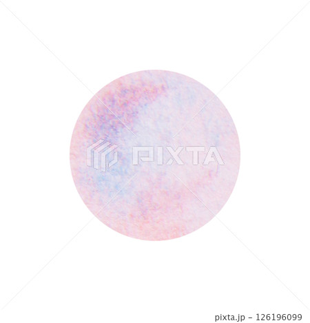 Watercolor circle in soft pastel tones resembling a bubble, pearl, or underwater light reflection. Ideal for kids sea-themed designs, magical illustrations, and dreamy marine compositions. 126196099
