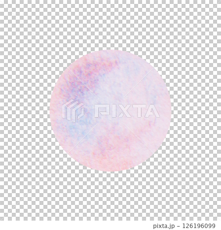 Watercolor circle in soft pastel tones resembling a bubble, pearl, or underwater light reflection. Ideal for kids sea-themed designs, magical illustrations, and dreamy marine compositions. 126196099