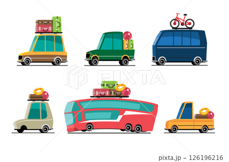 Vacation Vehicles Summer Road Trip Car Collection vector illustration 126196216