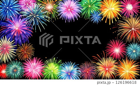 夏の夜空に咲く花火のイラスト 夏の夜空に咲く花火のイラスト 126196618