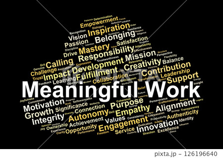 Meaningful Work Word Cloud. Key Concepts and Values for Purpose Driven Career and Personal Fulfillment Meaningful Work Word Cloud. Key Concepts and Values for Purpose Driven Career and Personal Fulfillment 126196640
