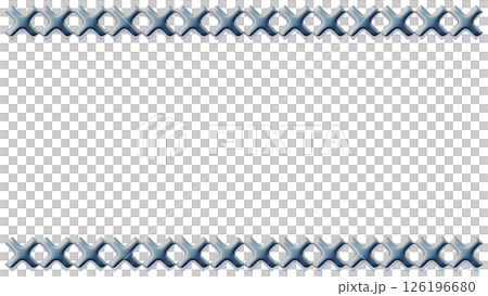 Metallic 16:9 rectangular frame with a Y2K-style metal chain 3D illustration 126196680