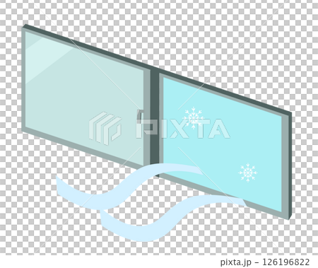 Window and wind. Cold winter cold wave. Vector illustration 126196822