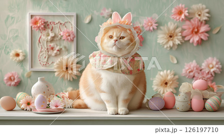 Cute fat cat dressed in an Easter costume 126197710