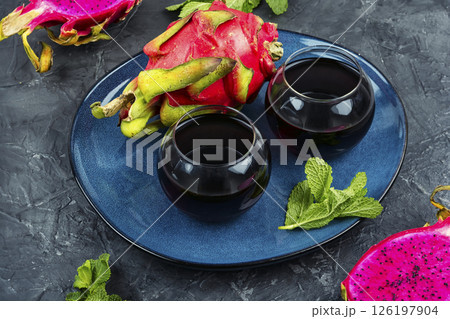 Natural dragon fruit juice, tropical fruits. Natural dragon fruit juice, tropical fruits. 126197904