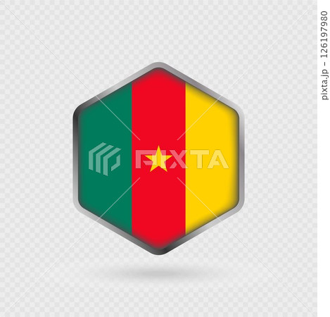 Cameroon flag icon in hexagon shape. 126197980