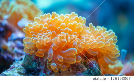 Colorful coral thriving beautifully in a vibrant underwater habitat 126198067