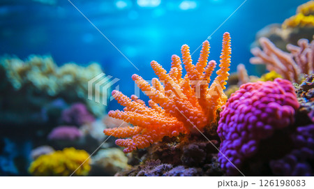Colorful coral formation in vibrant marine environment 126198083