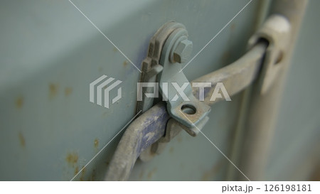 A Detailed and Intricate CloseUp of a Vintage Lock Mechanism Affixed on a Container. Stock Footage 126198181