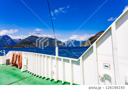 Ship ferryboat on norwegian fjord 126198193