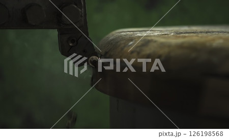 A Mechanical Arm is Expertly Adjusting a Metal Surface to Ensure Top Precision Work. Stock Clip A Mechanical Arm is Expertly Adjusting a Metal Surface to Ensure Top Precision Work. Stock Clip 126198568