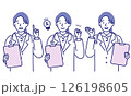 女性の医師のシンプルなベクターイラストのポーズパターン 126198605