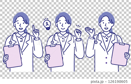 Simple vector illustration pose pattern of a female doctor 126198605