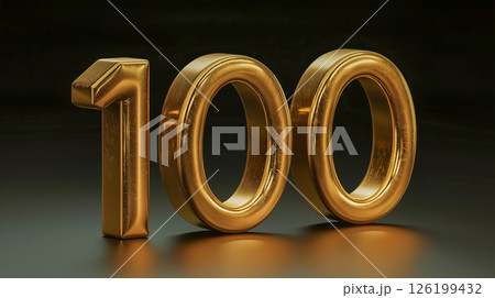 Elegant 3D illustration of a golden number 100 Elegant 3D illustration of a golden number 100 126199432