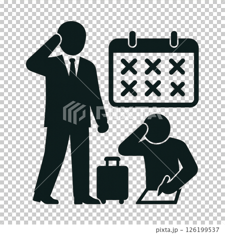 予定が立てられず悩むビジネスパーソンのピクトグラム 予定が立てられず悩むビジネスパーソンのピクトグラム 126199537