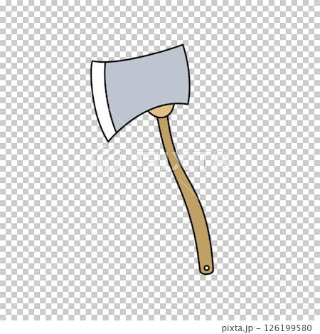 A cartoonish axe with a wooden handle 126199580