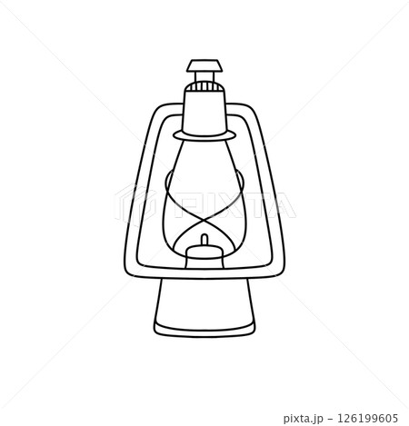 A black and white drawing of a lantern with a candle inside 126199605