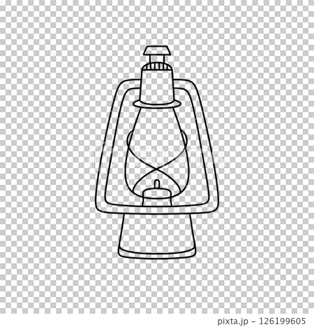 A black and white drawing of a lantern with a candle inside 126199605