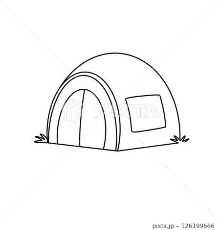 A tent is drawn in black and white A tent is drawn in black and white 126199666