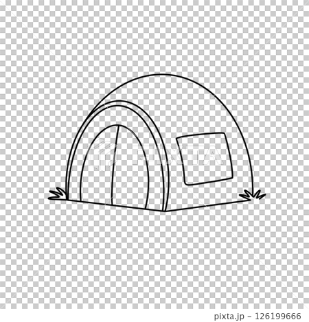 A tent is drawn in black and white A tent is drawn in black and white 126199666