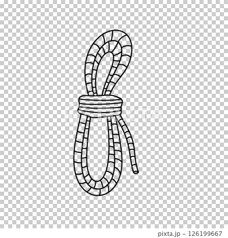 A rope is drawn in a black and white drawing 126199667