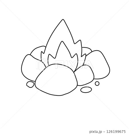 A drawing of a fire with a rock on top of it A drawing of a fire with a rock on top of it 126199675
