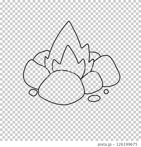 A drawing of a fire with a rock on top of it A drawing of a fire with a rock on top of it 126199675