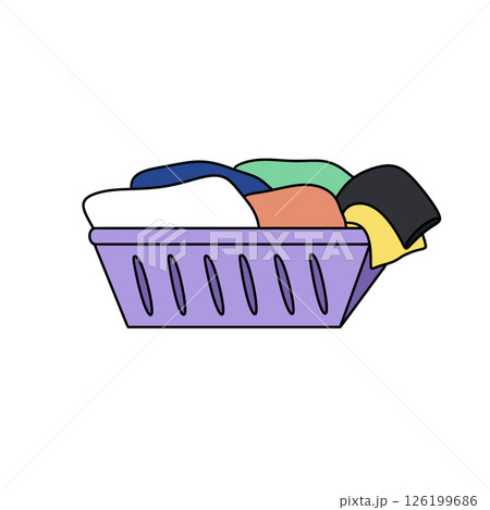 A laundry basket full of clothes 126199686