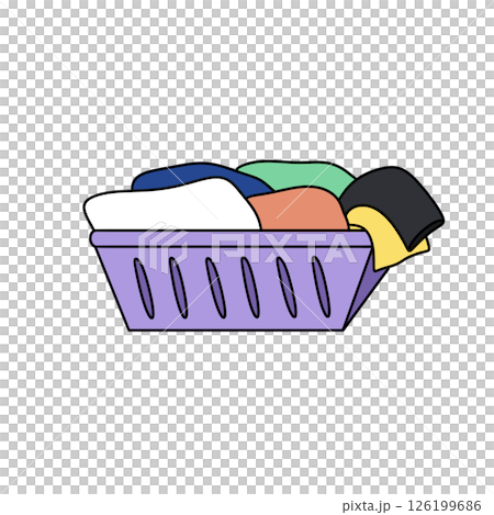 A laundry basket full of clothes 126199686