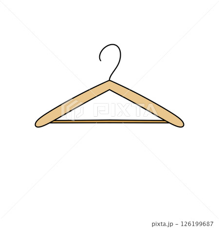 A wooden hanger with a hook hanging from it A wooden hanger with a hook hanging from it 126199687