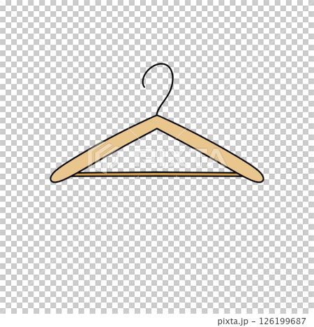 A wooden hanger with a hook hanging from it A wooden hanger with a hook hanging from it 126199687