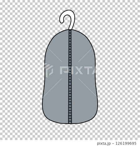 A grey bag with a zipper hanging from it 126199695