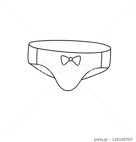 A white cartoon drawing of a man's underwear with a bow tie 126199707