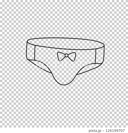 A white cartoon drawing of a man's underwear with a bow tie A white cartoon drawing of a man's underwear with a bow tie 126199707