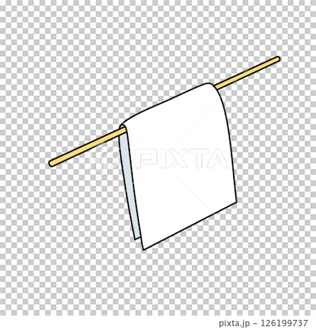 A white towel is hanging on a clothesline A white towel is hanging on a clothesline 126199737