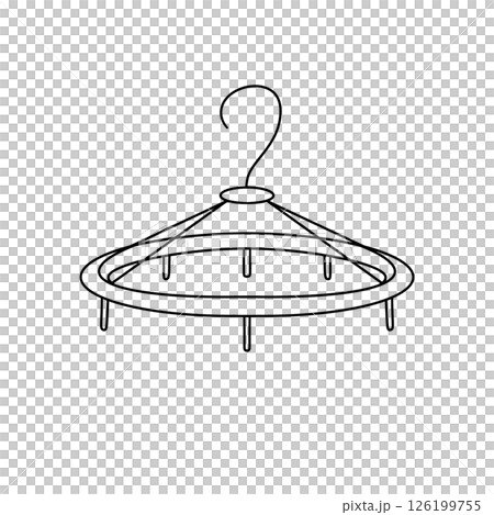 A white and black picture of a metal ring with a hook A white and black picture of a metal ring with a hook 126199755