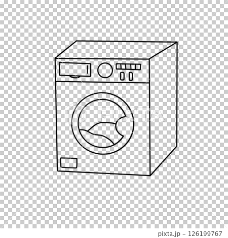 A white colored washing machine with a black knob A white colored washing machine with a black knob 126199767