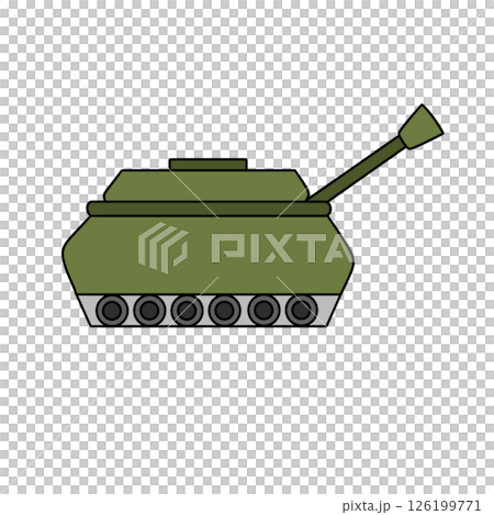 A green cartoon tank with a white background 126199771