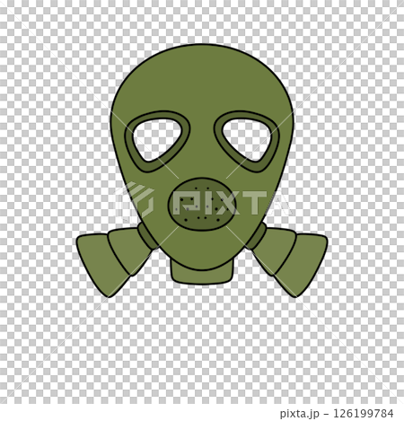 A cartoon mask with a green gas mask on it A cartoon mask with a green gas mask on it 126199784