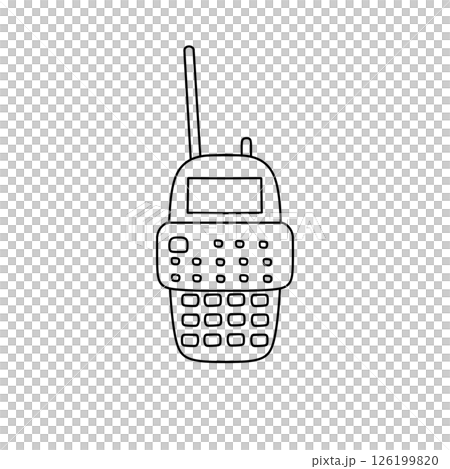 A black and white drawing of a cell phone 126199820